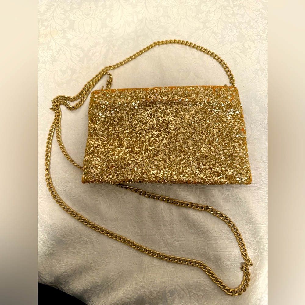 J. Crew Gold Small Full Sequin Crossbody Purse Wedding NYE Sparkly Glitter